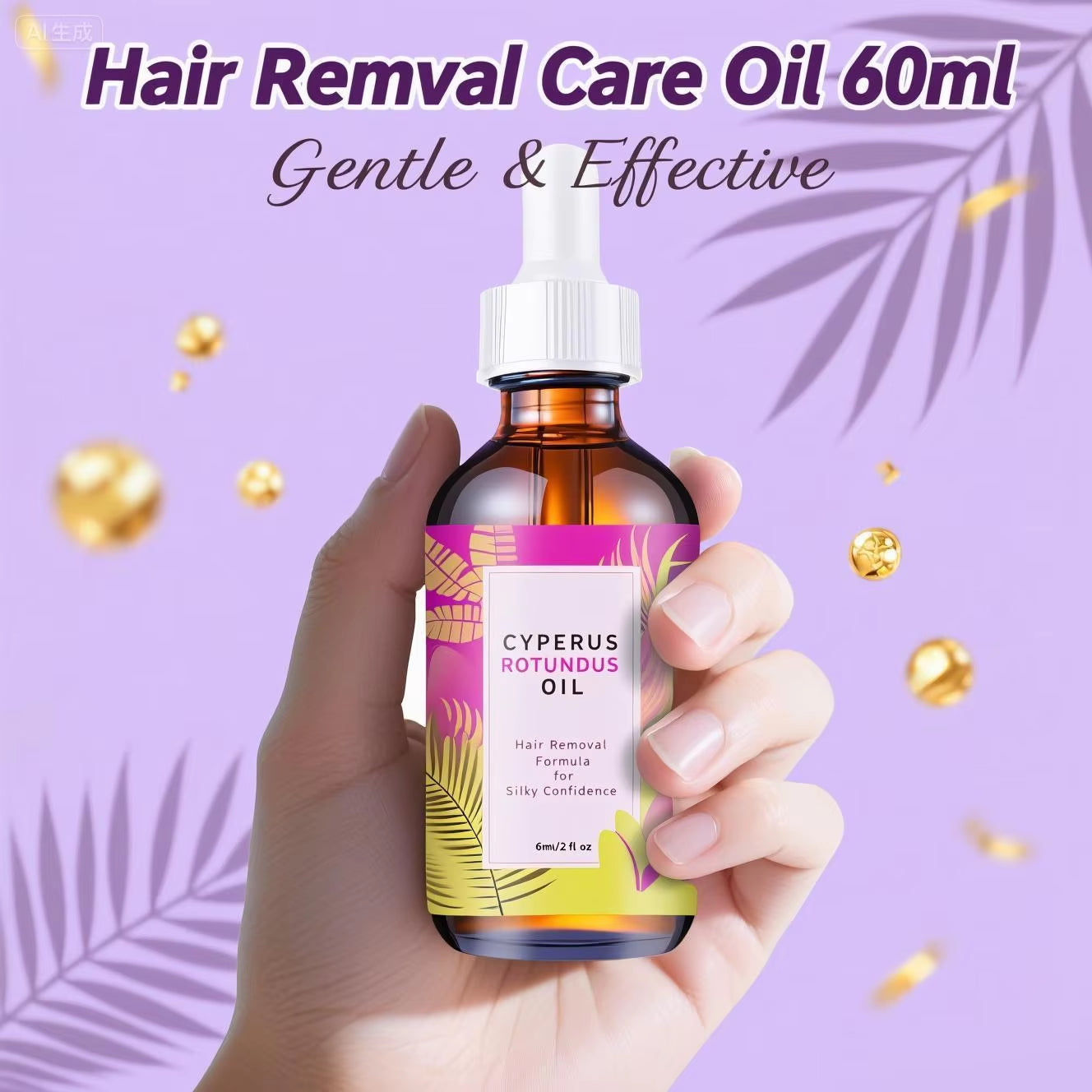 Multi-Action Hair Reduction Oil 60Ml - Natural Jojoba & Almond Blend for Softer Skin & Gentler Hair Growth on Face & Body.